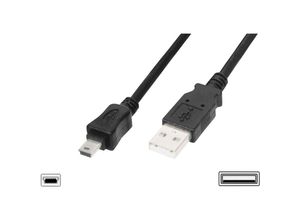 4016032336709 - Digitus USB-Kabel USB 20 USB-A Stecker USB-Mini-B Stecker 100 m Schwarz Rund doppelt geschirmt A