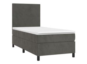 8720845515348 - Bonnevie - BoxspringbettSchlafzimmerbett mit Matratze Dunkelgrau 80x200 cm Samt vidaXL