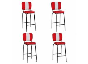 4250950233119 - 4er Set Barhocker American Diner 50er Jahre Retro Barstuhl Sitzfläche mit Rücken-Lehne Fußstütze Sitzhöhe 76 cm - Finebuy