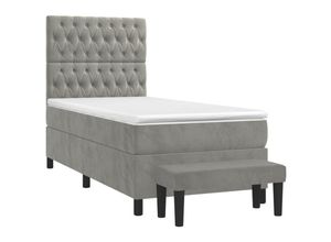 8720845540111 - Bonnevie - BoxspringbettSchlafzimmerbett mit Matratze Hellgrau 90x200 cm Samt vidaXL