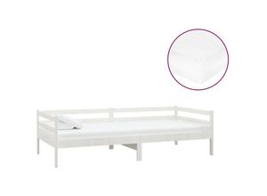 8720286693155 - Bonnevie - TagesbettGästebett mit Matratze 90x200 cm Weiß Kiefer Massivholz vidaXL