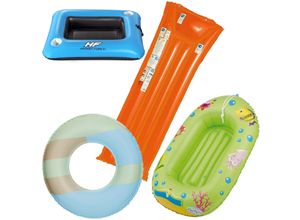 4250897425639 - Wehncke - Kinder-Badeset (Schwimmring Kinderboot Luftmatratze) + Bestway Cooler Floatorange
