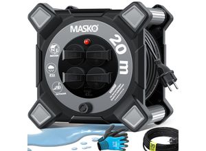 4255598333009 - MASKO® Kabeltrommel Verlängerungskabel mit Schutzkontaktsteckdosen & Wickelgriff Outdoor Kabelaufroller Thermoschutz Gerätetrommel IP44 1000W ~ 3000W inkl Tragegriff und Montagehandschuhe 4255598333009 - MASKO® Kabeltrommel Verlängerungskabel mit Schutzkontaktsteckdosen & Wickelgriff Outdoor Kabelaufroller Thermoschutz Gerätetrommel IP44 1000W ~ 3000W inkl Tragegriff und Montagehandschuhe