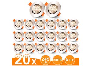 0962061973160 - Swanew - 20er led Einbaustrahler Deckeneinbauleuchte Set Einbauleuchte Deckenleuchte Einbauspot Deckenspot IP20 245LM Strahler Warmweiß 3W - Kaltweiß