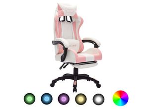 8720286224793 - Bonnevie - Gaming-Stuhl mit rgb LED-Leuchten Rosa und Weiß Kunstleder vidaXL616396