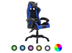 8720286224618 - Bonnevie - Gaming-Stuhl mit rgb LED-Leuchten Blau und Schwarz Kunstleder vidaXL303312