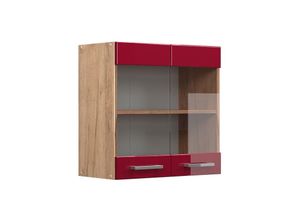 4066731042685 - Hängeglasschrank Küchenschrank Küchenzeile R-Line 60 cm Eiche Bordeaux Tür Fächer