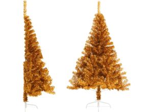 8720287021605 - Vidaxl - Künstlicher Halb-Weihnachtsbaum mit Ständer Gold 120 cm pet