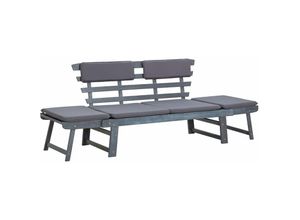 8720286142561 - Bonnevie - Gartenbank Ruhebank mit Auflagen 2-in-1 190 cm Grau Massivholz Akazie vidaXL