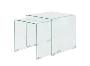 8718475530602 - Bonnevie - Zweiteiliges Satztisch-Set aus gehärtetem Glas Transparent vidaXL734742