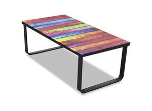 8718475888796 - Bonnevie - Couchtische Kaffeetisch mit Regenbogen-Motiv Glasplatte vidaXL