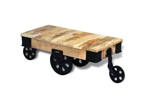 8718475993162 - Vidaxl - Couchtisch mit Rollen Raues Mangoholz