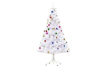 4250871202645 - Weihnachtsbaum künstlicher Christbaum Tannenbaum Baum 150cm mit Ständer inkl Dekor (150cm weiß Weihnachtsbaum) - Homcom