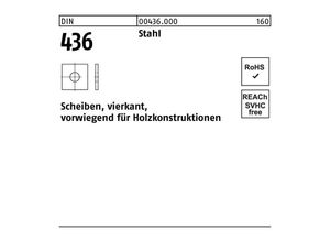 4043952072370 - Unterlegscheibe DIN 436 vierkant 135x 40x 4 Stahl 100 Stück