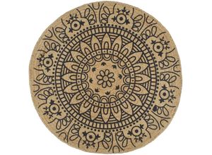 8718475733423 - Vidaxl - Teppich Handgefertigt Jute mit Dunkelblauem Aufdruck 150 cm