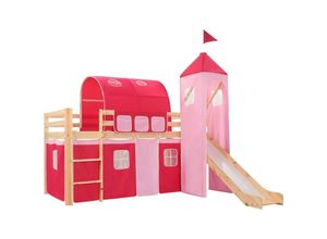 8719883564463 - Vidaxl - Kinderhochbett-Rahmen mit Rutsche Leiter Kiefernholz 208x230cm Rosa