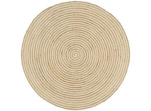 8718475733577 - Bonnevie - TeppichFußmatte Handgefertigt Jute mit Spiralen-Design Weiß 150 cm vidaXL