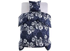 8718475608141 - Bonnevie - Bettwäsche-Set Blumenmuster Marineblau 140x220 60x70 cm vidaXL94294