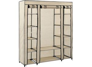 8719883564791 - Bonnevie - Stoffschrank mit Fächern Kleiderstangen Creme 150x45x176cm vidaXL751255