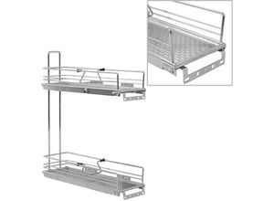 8719883607863 - Bonnevie - 2-stufiger Ausziehbarer Küchen-Drahtkorb Silbern 47x15x545 cm vidaXL28730