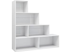 8719883786124 - Bonnevie - Bücherregal RaumteilerBücherschrank Hochglanz-Weiß 155x24x160 cm vidaXL