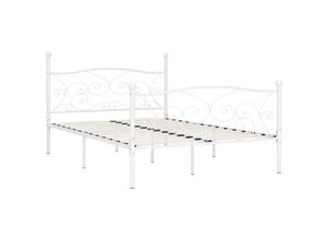 8719883830728 - Bonnevie - BettgestellSchlafzimmerbett mit Lattenrost Weiß Metall 140 × 200 cm vidaXL