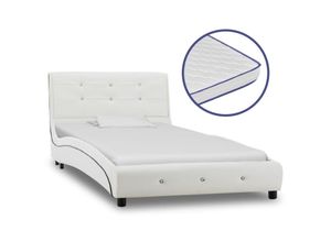 8719883708034 - Vidaxl - Bett mit Memoryschaum-Matratze Weiß Kunstleder 90×200 cm