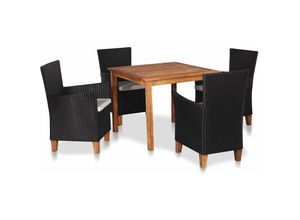 8719883804903 - Bonnevie - 5-tlg Garten-EssgruppeGartenmöbel Set Poly Rattan Schwarz und Braun vidaXL