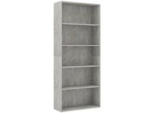 8719883816258 - Bonnevie - BücherregalStandregal 5 Fächer Betongrau 80x30x189 cm Holzwerkstoff vidaXL