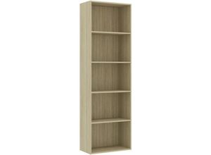 8719883815886 - Bonnevie - BücherregalStandregal 5 Fächer Sonoma-Eiche 60x30x189 cm Holzwerkstoff vidaXL