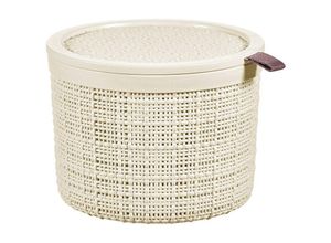 3253921903005 - CURVER JUTE RECYCLING Aufbewahrungskorb rund Aufbewahrungsbox mit Deckel und schöner Jute Optik Farbe off white