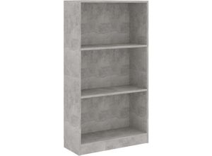 8719883787725 - Bonnevie - BücherregalStandregal 3 Fächer Betongrau 60x24x109 cm Holzwerkstoff vidaXL