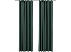 8720286020159 - Bonnevie - 2er-Set VerdunkelungsvorhängeVerdunkelung Gardinen Haken Leinenoptik Grün 140x225 cm vidaXL