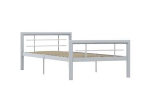 8719883888873 - Bonnevie - BettgestellSchlafzimmerbett Grau und Weiß Metall 100 × 200 cm vidaXL