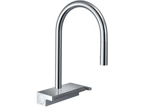 4059625269428 - M81 - Spültischarmatur Aquno Select mit ausziehbarem Auslauf und flachem Brausestrahl verchromt 73837000 - Hansgrohe