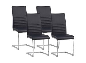 4250263735881 - Albatros Freischwinger Stühle 4er Set BURANO Schwarz - Esszimmerstuhl Schwingstuhl modernes Design Kunstleder-Bezug dicke Polsterung - Küchenstuhl Polsterstuhl Stuhl Esszimmer Esstisch