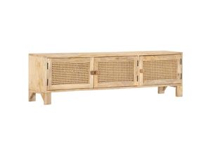 8720286008973 - Bonnevie - TV-SchrankTV-Möbel 140x30x40 cm Mango Massivholz und Rohrgeflecht vidaXL