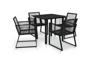 8720286210260 - Bonnevie - 5-tlg Garten-EssgruppeGartenmöbel Set pvc Rattan Schwarz vidaXL