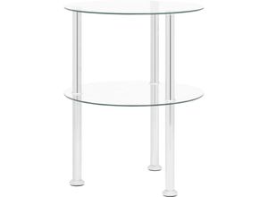 8720286057155 - Bonnevie - BeistelltischKaffeetisch mit 2 Ablagen Transparent 38 cm Hartglas vidaXL