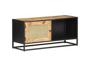 8720286142394 - Bonnevie - TV-SchrankTV-Möbel 90x30x40 cm Raues Mangoholz und Wiener Geflecht vidaXL