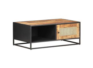 8720286142387 - Bonnevie - Couchtische Kaffeetisch 90x50x35 cm Raues Mangoholz und Wiener Geflecht vidaXL