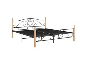 8720286163238 - Bonnevie - BettgestellSchlafzimmerbett Schwarz Metall 200x200 cm vidaXL