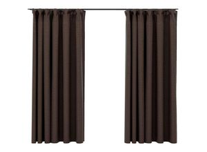 8720286020302 - Bonnevie - 2er-Set VerdunkelungsvorhängeVerdunkelung Gardinen Haken Leinenoptik Taupe 140x175 cm vidaXL