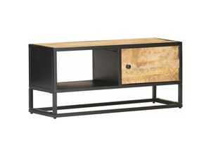 8720286083154 - Bonnevie - TV-SchrankTV-Möbel mit Geschnitzter Tür 90x30x40 cm Raues Mangoholz vidaXL