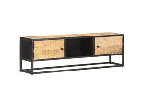 8720286083147 - Bonnevie - TV-SchrankTV-Möbel mit Geschnitzter Tür 130x30x40 cm Raues Mangoholz vidaXL