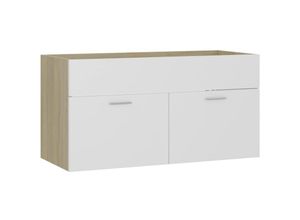 8720286219904 - Bonnevie - WaschbeckenunterschrankWaschtischunterschrank Weiß Sonoma-Eiche 90x385x46 cm vidaXL