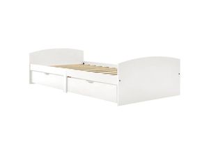 8720286189351 - Bonnevie - MassivholzbettSchlafzimmerbett mit 2 Schubladen Weiß Massivholz Kiefer 90x200cm vidaXL