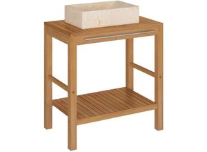 8720286206317 - WaschtischHandwaschbecken Massivholz Teak mit Waschbecken Marmor Creme vidaXL