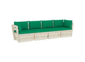 8720286273739 - Bonnevie - Garten-Palettensofa 4-Sitzer mit Kissen Fichtenholz vidaXL863141