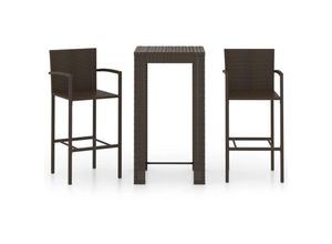 8720286247396 - 3-tlg Garten-Bar-SetBartisch-Set mit Armlehnen Poly Rattan Braun vidaXL